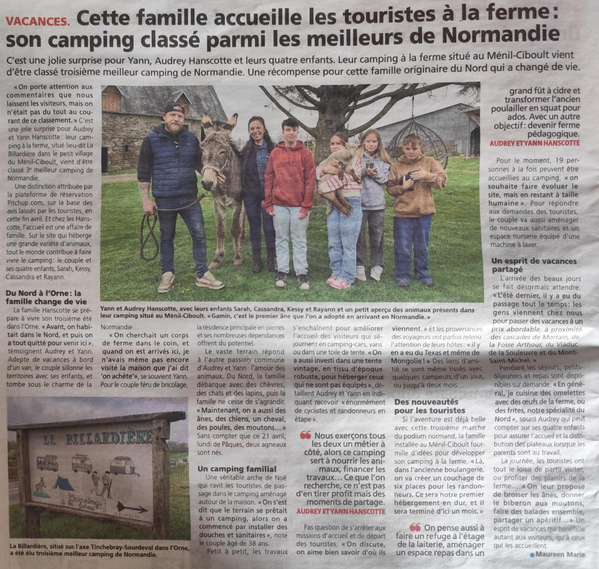 La Billardiere Camping A La Ferme Le Menil-Ciboult Exteriér fotografie